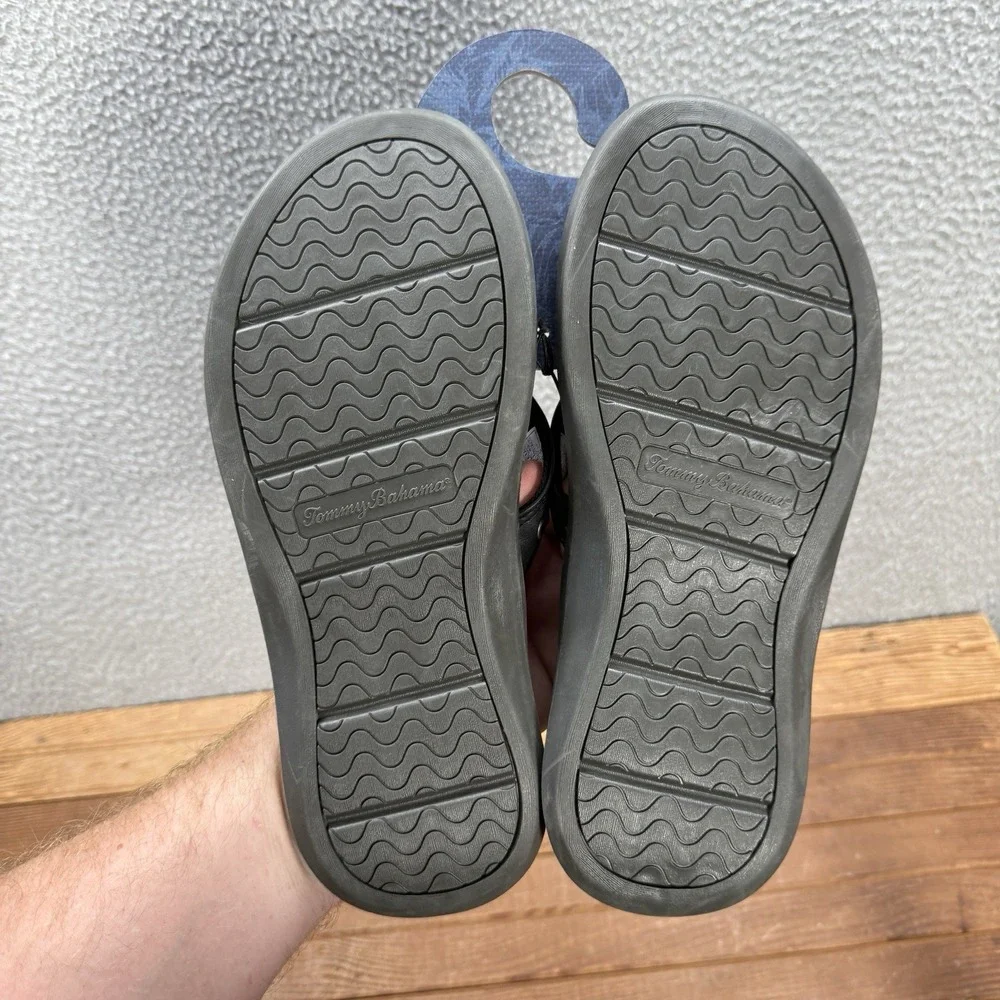 Tommy Bahama Sandals Mens 10 Black TBF Coast Flip Flops Beach Summer Casual NEW